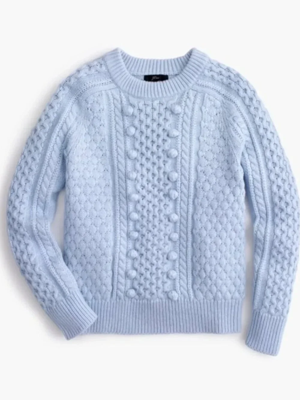 J. Crew Popcorn Cable-Knit Sweater Soft Blue Small #A3104